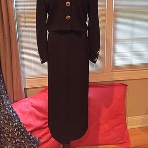St. John long black skirt with back slit.