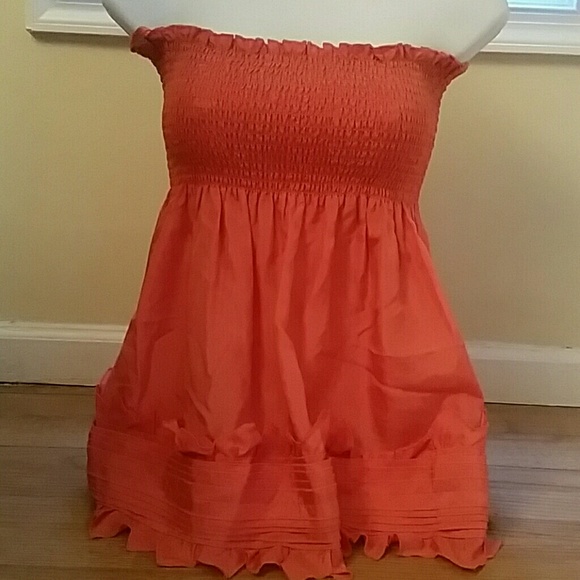 BCBGMaxAzria Tops - BCBG Peach Chiffon Tube Top