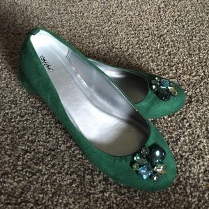 New Green jeweled flats