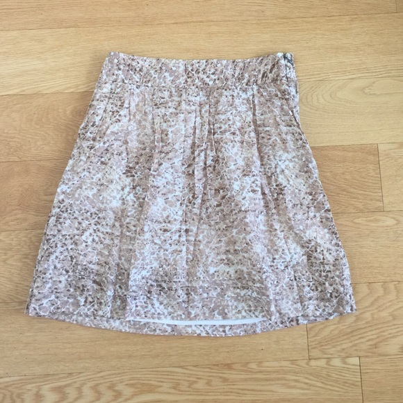 Loft tan printed cotton skirt