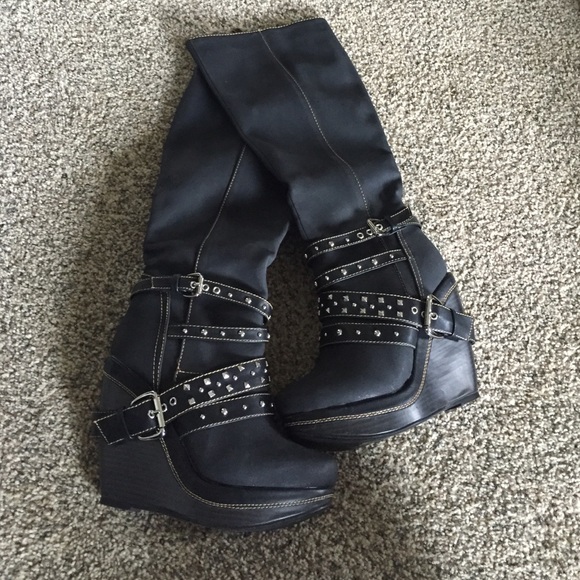 Knee high wedge boots