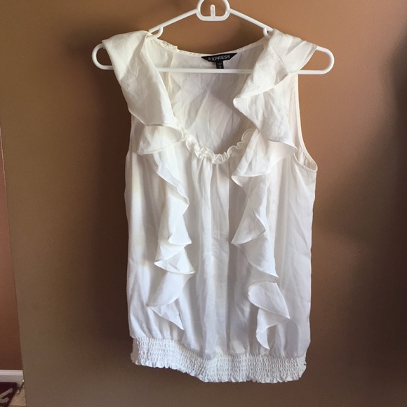 SALE! EXPRESS white ruffle blouse- size medium!