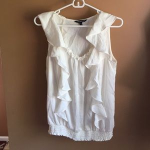 SALE! EXPRESS white ruffle blouse- size medium!