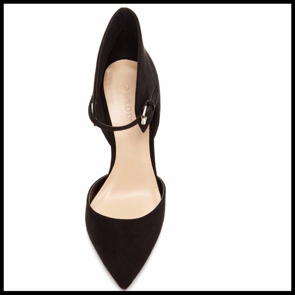 D'ORSAY ANKLE STRAP PUMPS Faux Suede Heels - Picture 4 of 5