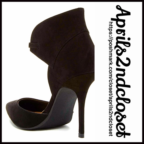 D'ORSAY ANKLE STRAP PUMPS Faux Suede Heels - Picture 3 of 5