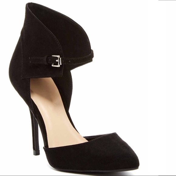 D'ORSAY ANKLE STRAP PUMPS Faux Suede Heels - Picture 2 of 5