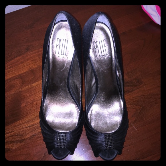 Black peep toe heels