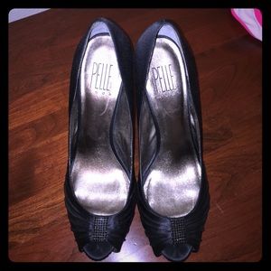 Black peep toe heels