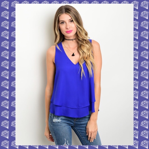 💥{LAST 1} SALE HP🎉 Blue sleeveless top - Picture 2 of 4