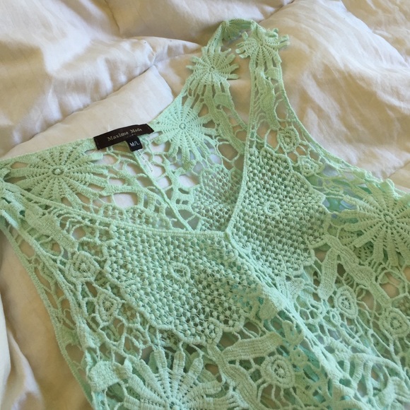 Sky blue crochet tank top