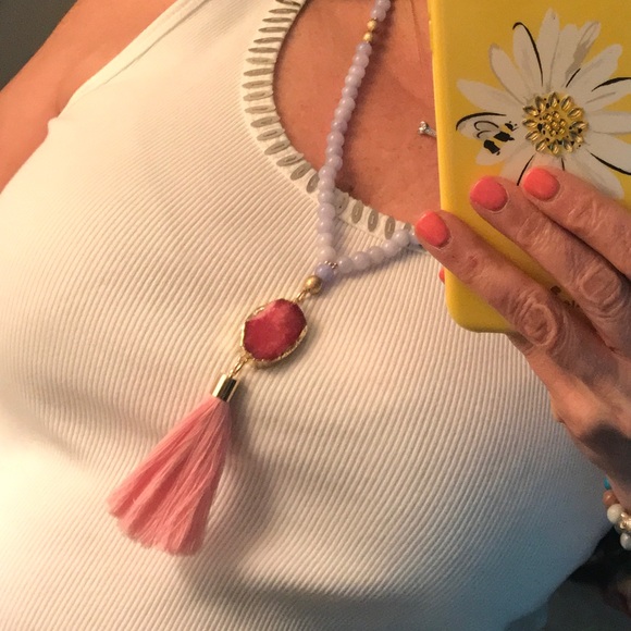 Purple Sacred Healing Druzy Quartz Tassel Necklace - Picture 5 of 6