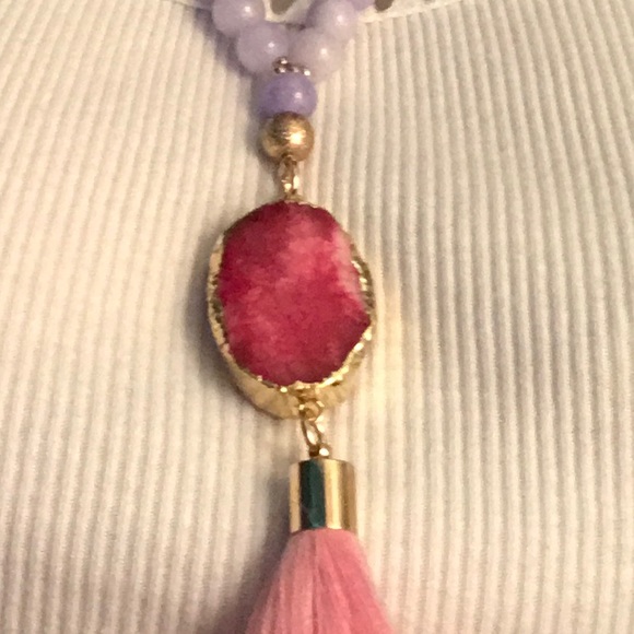 Purple Sacred Healing Druzy Quartz Tassel Necklace - Picture 6 of 6
