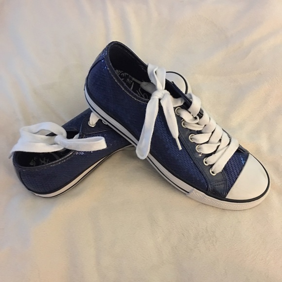 Gotta Flirt Blue Sequin Sneakers