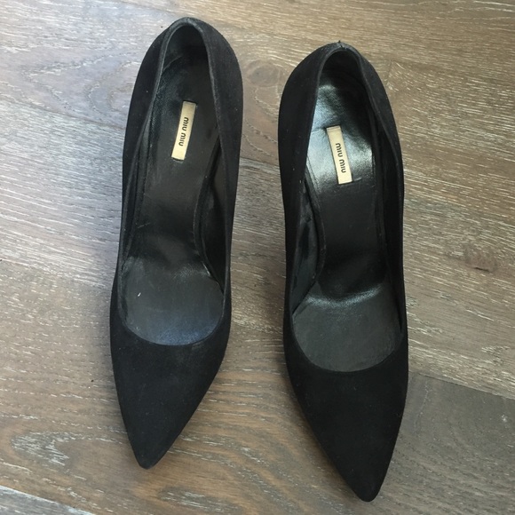 Authentic Miu Miu Black Velvet Pumps Gem
