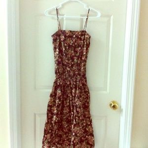Brown - silver yellow red orange floral dress