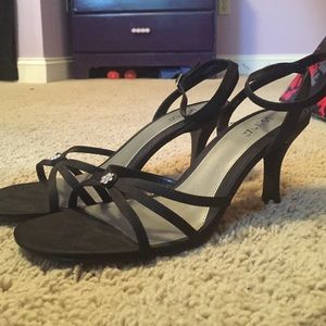 Strappy black heels