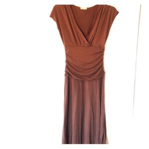 Brown V Neck, Knee Length Dress-American Rag