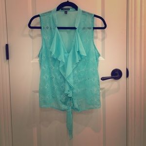 Fun pastel blue summer blouse