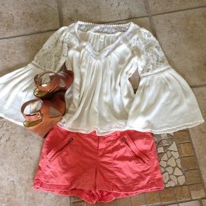 Bell sleeve top in white