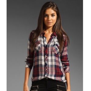 Rails Kendra Plaid Shirt in Wine and Ivory