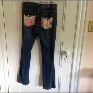 Rare! Lilly Pulitzer patch pocket jeans Sz 6