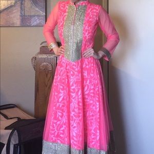 Hot Pink and Gold Anarkali