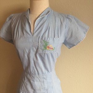 Vintage 40's Cute Diner Waitress Uniform Dress