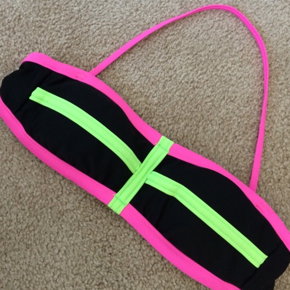 Cute neon bandeau swim top!