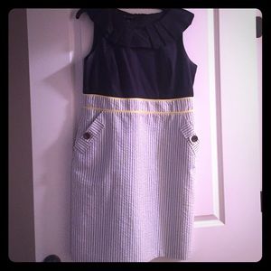Navy blue collared cocktail dress
