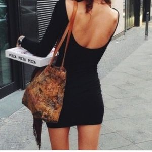 American apparel long sleeve black mini dress