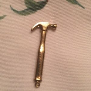 Vintage 30s Gold Plated Claw Hammer Bracelet Charm