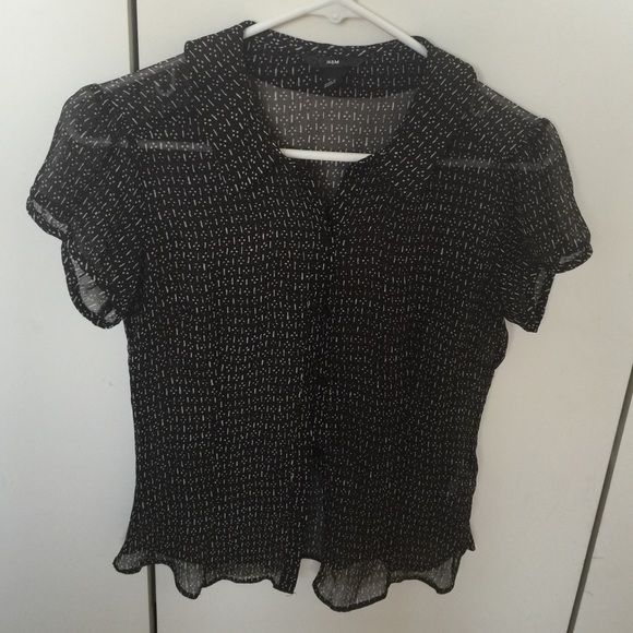 H & M brown and white sheer top