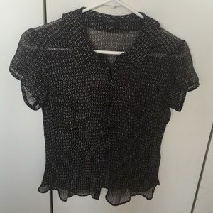 H & M brown and white sheer top