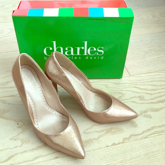 Charles David Champagne Glitter stilettos