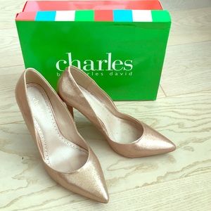 Charles David Champagne Glitter stilettos
