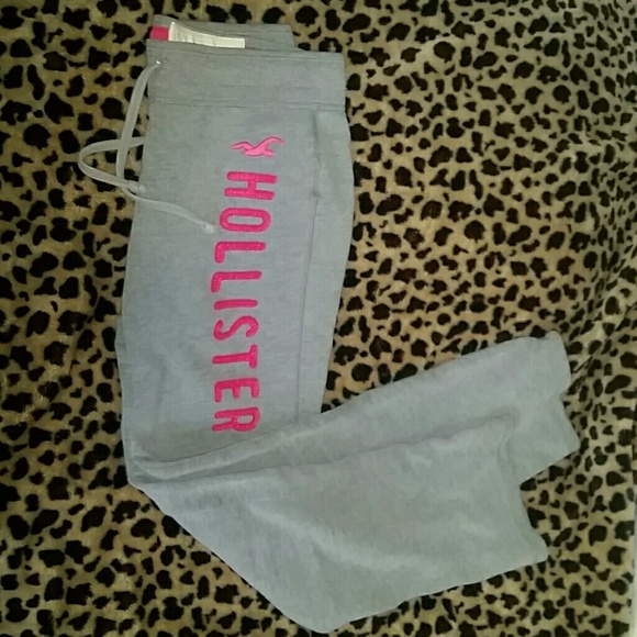 Grey and pink Hollister sweatpants
