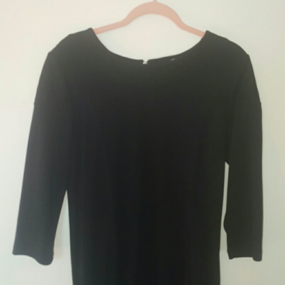 H&M black jersey dress moto 3/4 sleeves L
