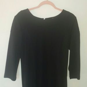 H&M black jersey dress moto 3/4 sleeves L