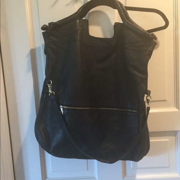 Black Anna corrinina foldover leather bag