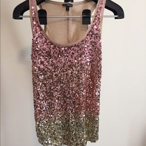 Express pink and gold sequin tank top