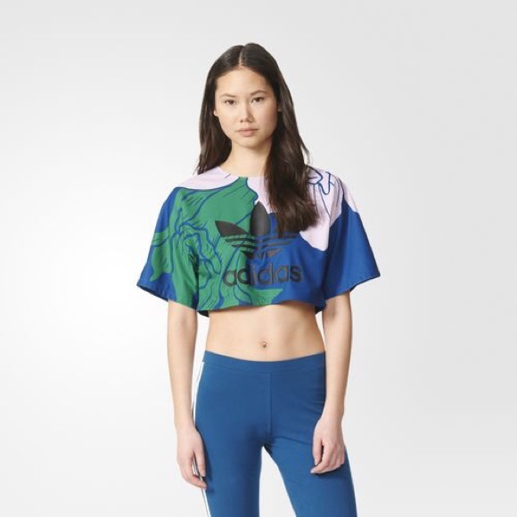 Adidas Originals Floral Engraving Crop Tee
