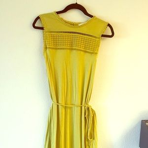 Lime green jersey knit dress