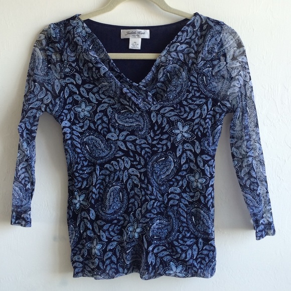 Blue and black blouse - Picture 1 of 3