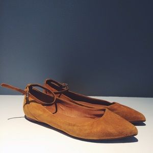 Madewell Suede Ankle Strap Flats