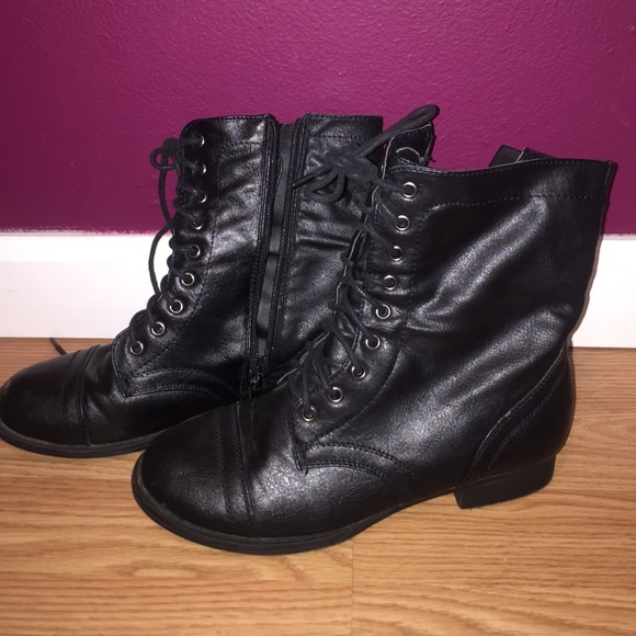 Black combat boots