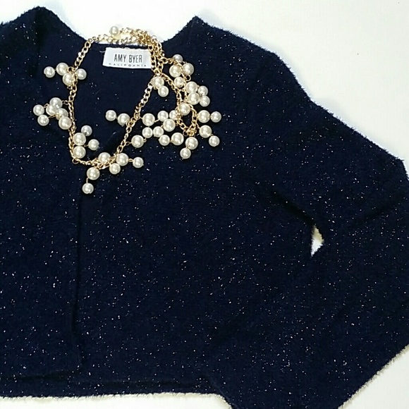 Amy Byer Navy sparkly cardigan bolero M