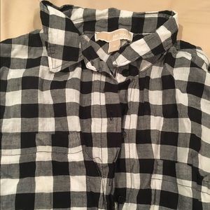 Michael Kors black and white gingham blouse