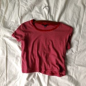 Red & White Striped Crop Top
