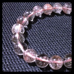 New Gold Rutilated Quartz Round Bead Bracelet