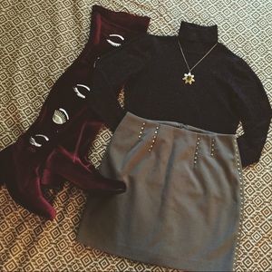 Gold Studded H&M Army Green Skirt